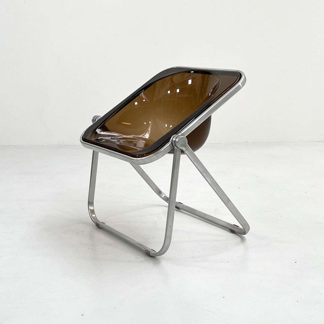 Smoke Plona Folding Chair by Giancarlo Piretti for Castelli, 1970s