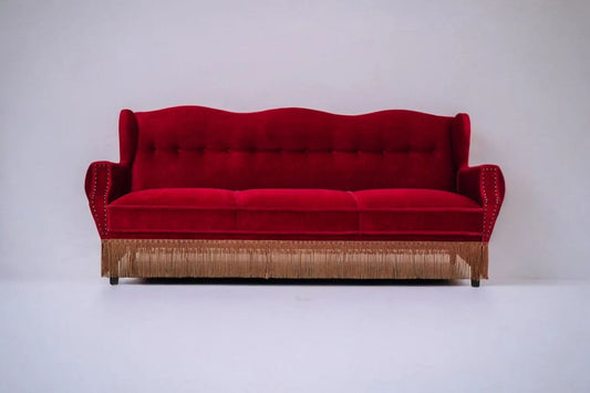 1960s, Danish 3 seater sofa, original, furniture velour, oak wood legs.