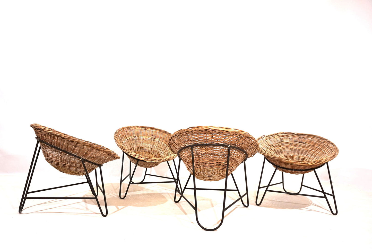 Set of 4 rattan pod chairs 60s