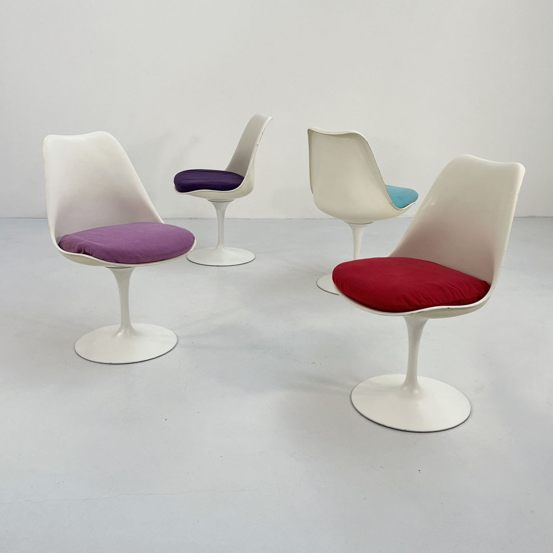 Set of 4 Multicolour Swivel Tulip Dining Chairs by Eero Saarinen for Knoll, 1960