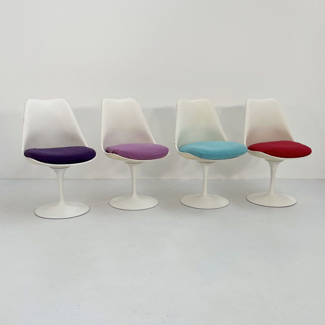 Set of 4 Multicolour Swivel Tulip Dining Chairs by Eero Saarinen for Knoll, 1960