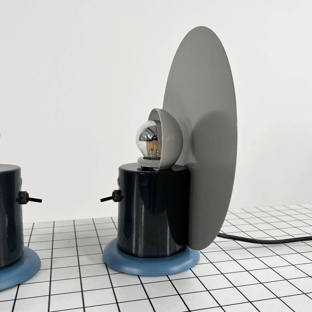 Pair of Round Desk Lamps by Michele De Lucchi for Bieffeplast, 1980s