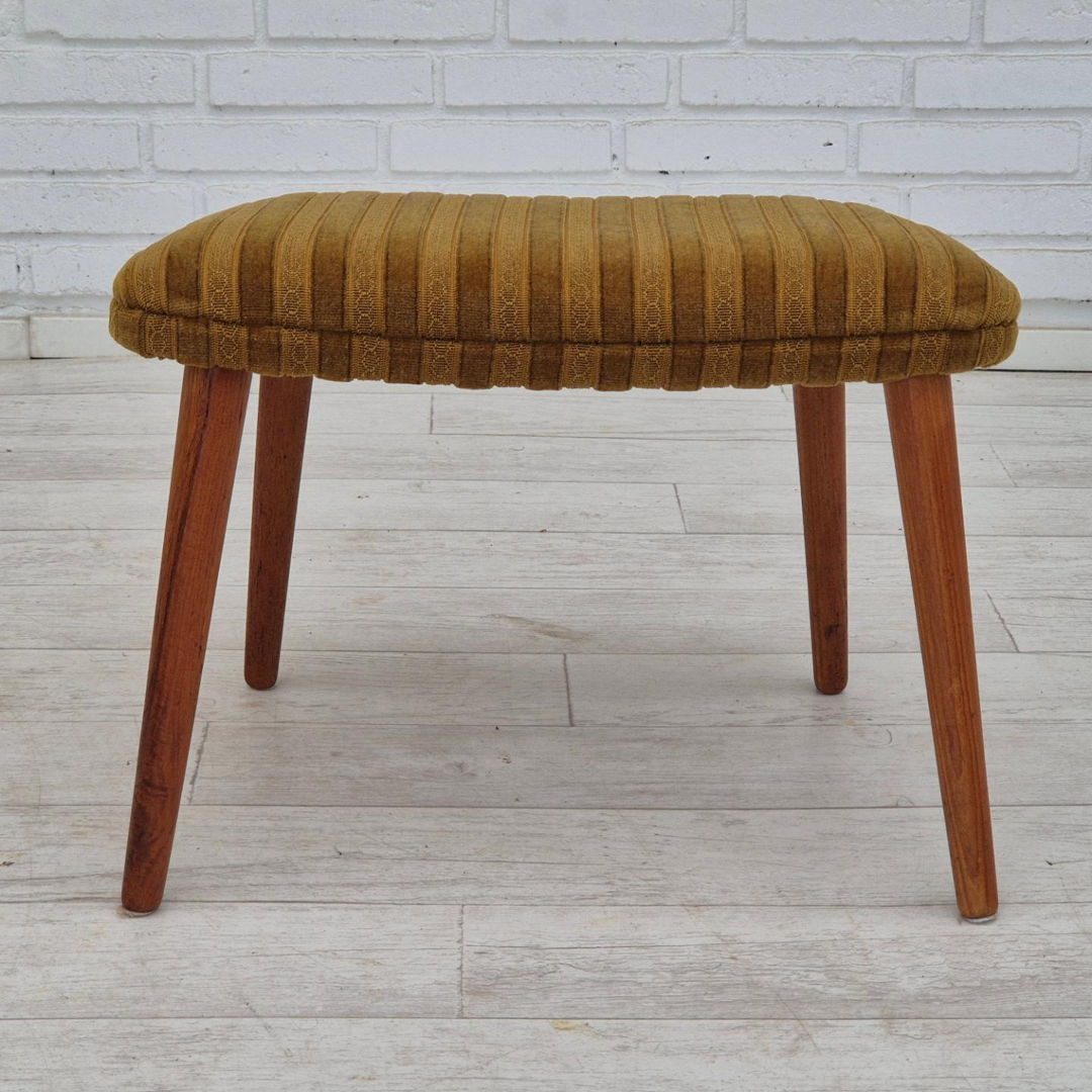 1960s, Danish design, oak wood rocking chair with footstool, furniture wool, original condition.