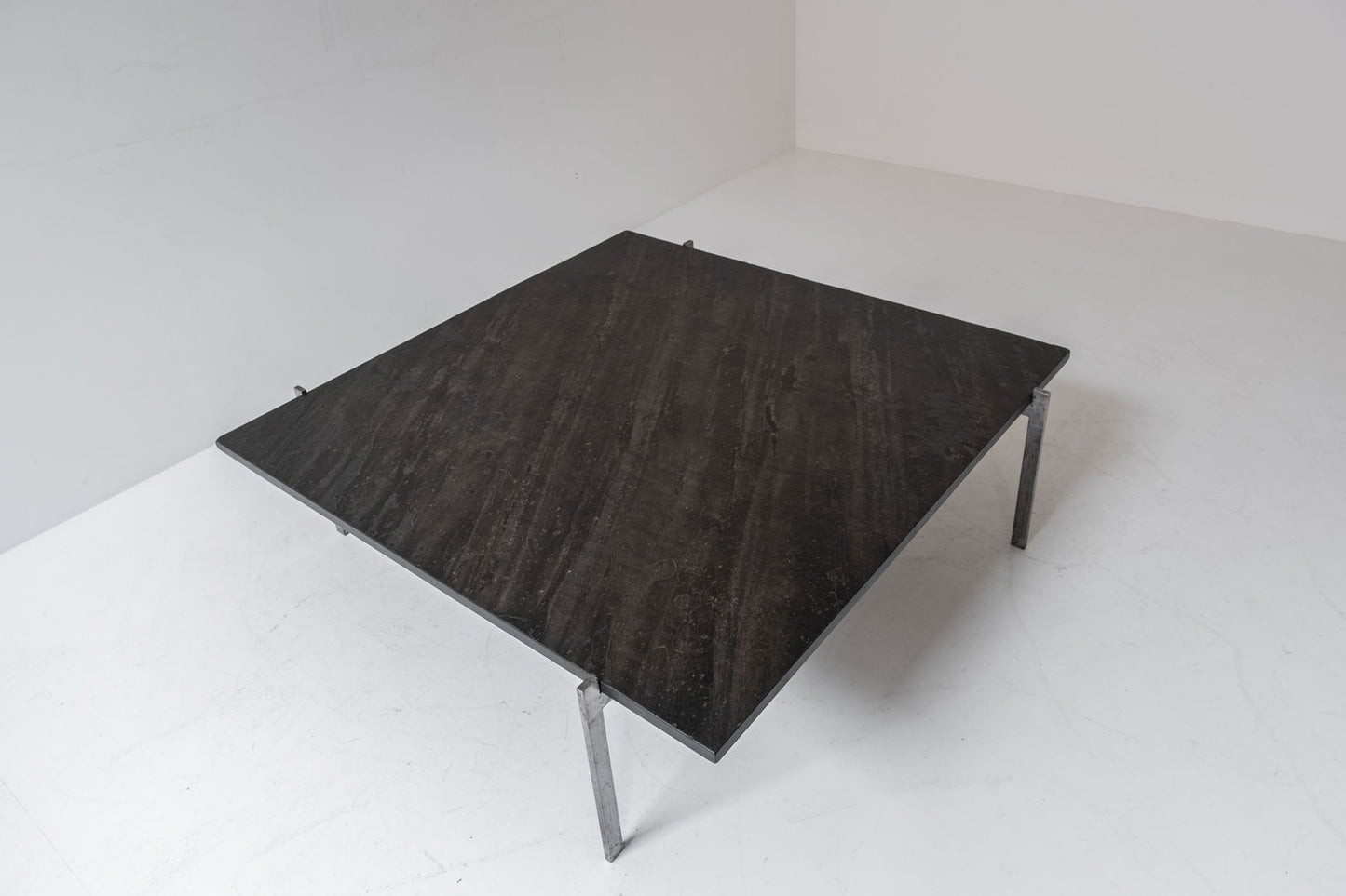 Square slate stone coffee table from the 1950s.