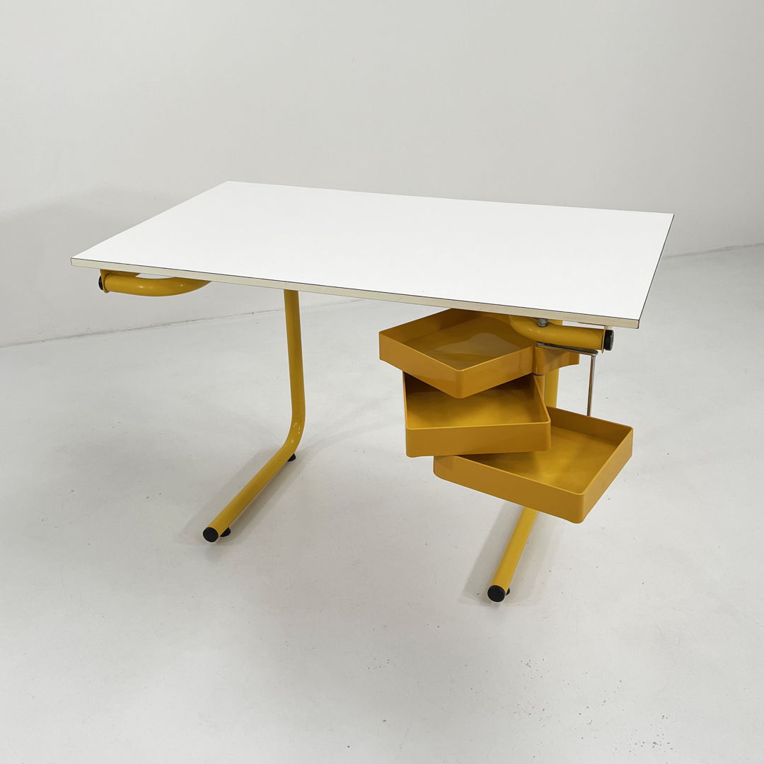 Yellow Drafting Table/Desk by Joe Colombo for Bieffeplast, 1970s