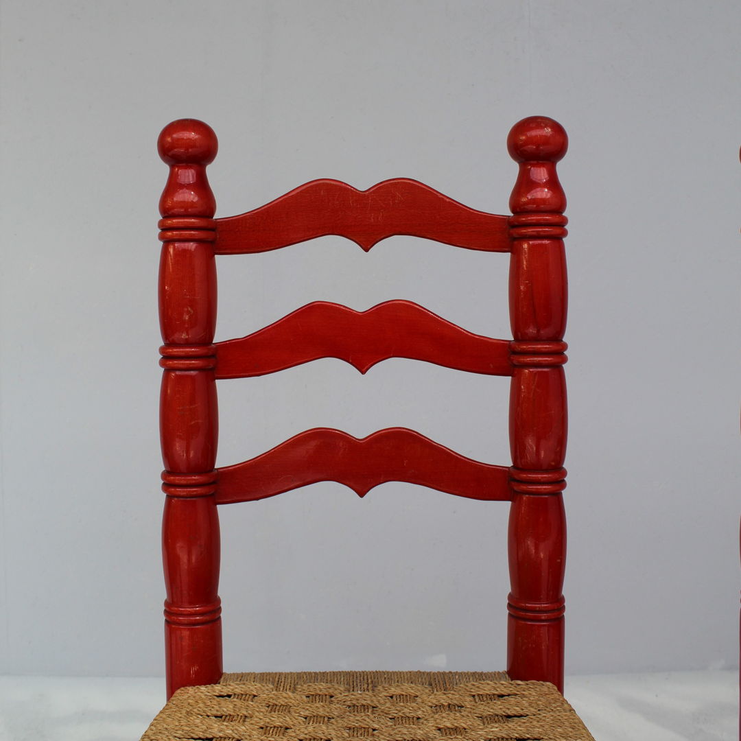 Set red Italian Rush Chairs