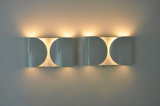 White Foglio Sconces by Tobia & Afra Scarpa for Flos, 1960s Set of 2