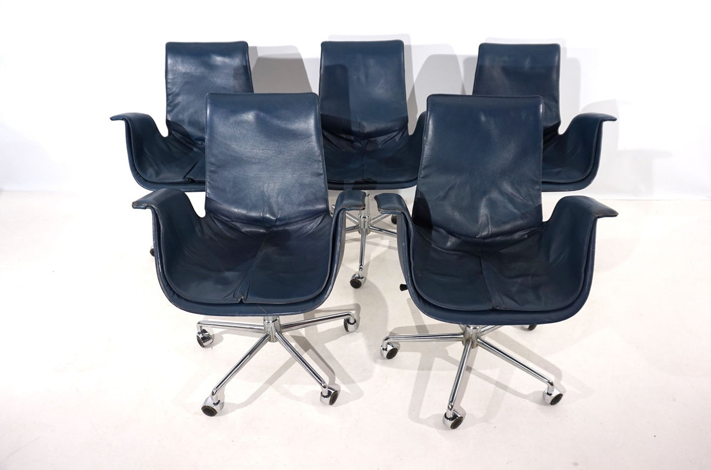 Set of 5 Kill International 6727 leather office chairs by Fabricius & Kastholm