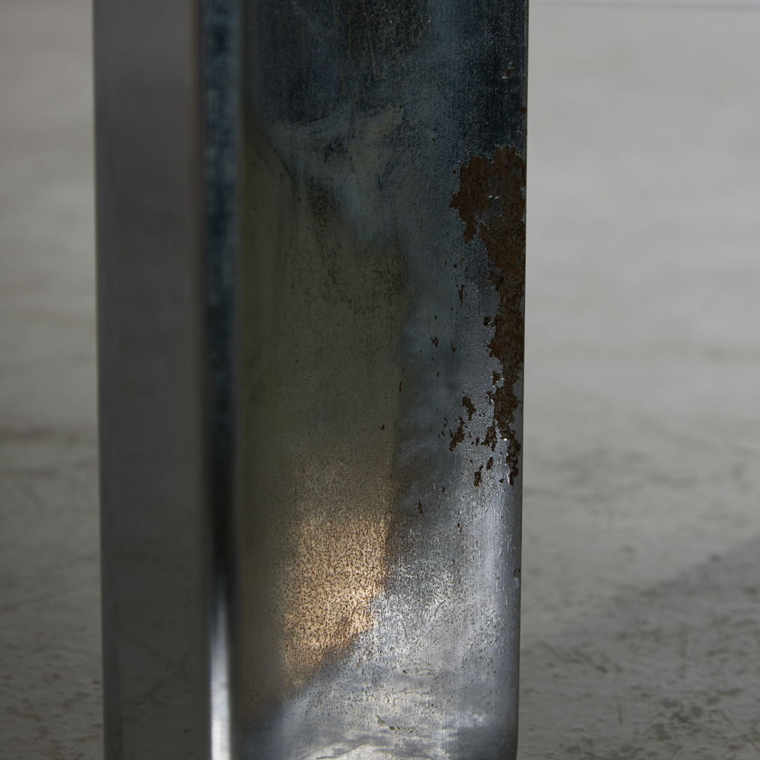 Wide, Chromed Leg Coffee Table With Smoked Glass Top