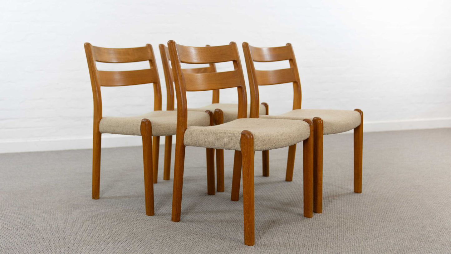 MID-CENTURY TEAK DINING CHAIRS BY EMC-Mobler, DENMARK, 60S, SET OF 4