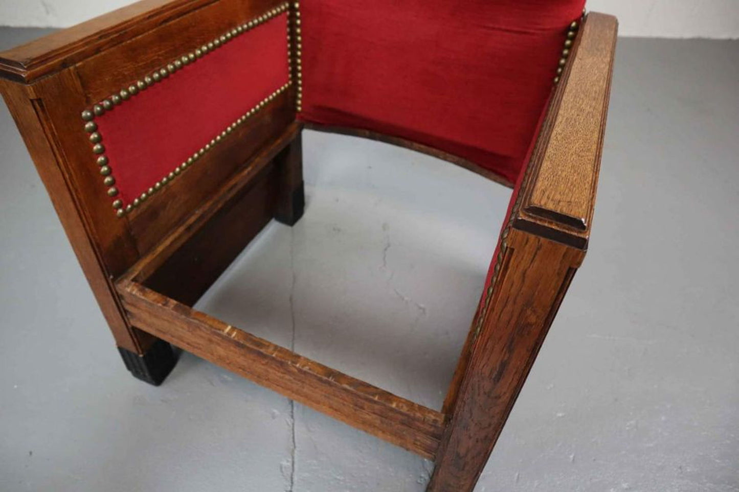 Art Deco Amsterdamse School Oak and Velours Armchairs