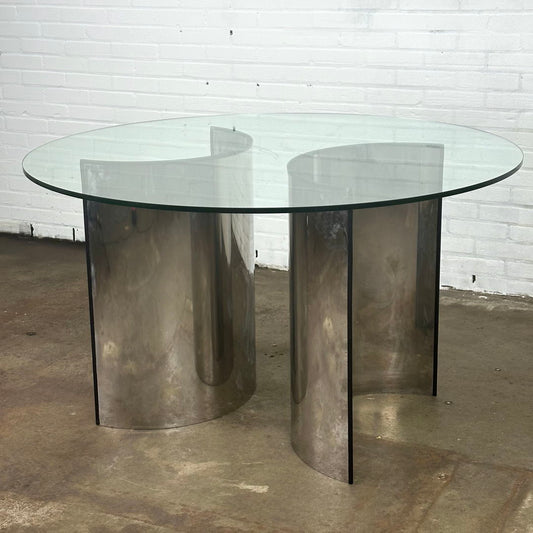 Dining table with glass top and steel legs Gallotti & Radice