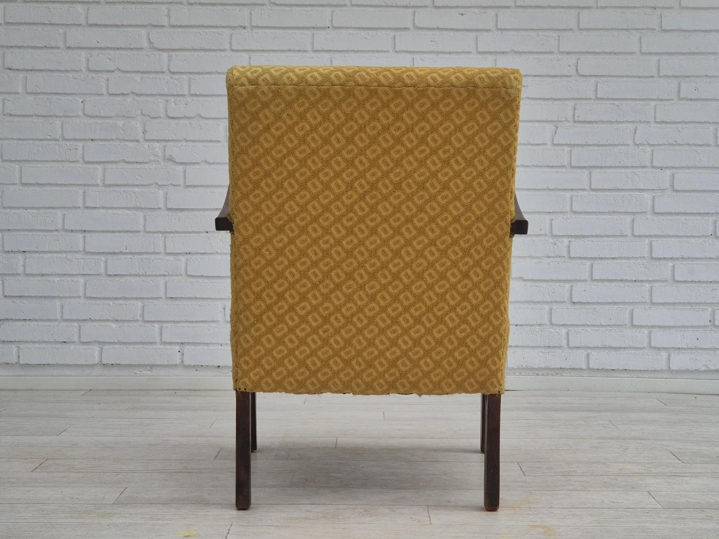 1950s, Danish design, armchair in original condition, furniture cotton/ wool fabric.