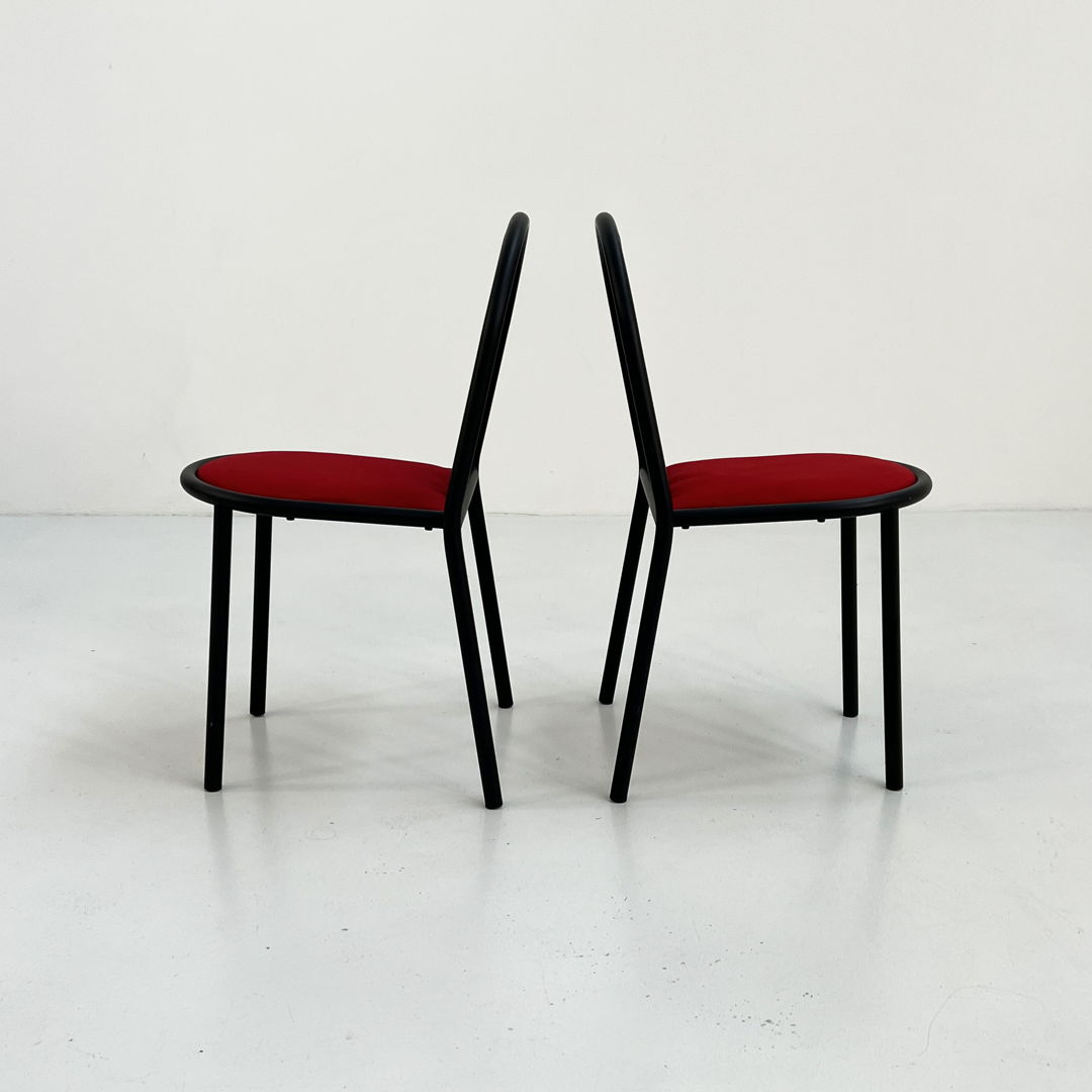 4 Red Fabric No.222 Chairs by Robert Mallet-Stevens for Pallucco Italia, 1980s