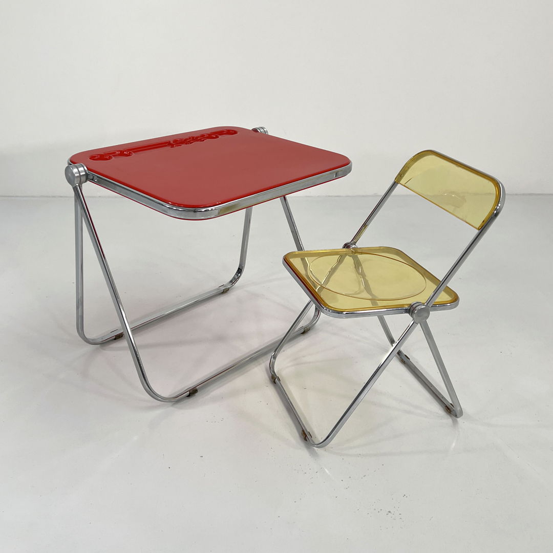 Red Platone Folding Desk by Giancarlo Piretti for Anonima Castelli, 1970s