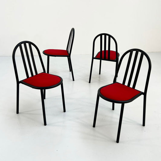4 Red Fabric No.222 Chairs by Robert Mallet-Stevens for Pallucco Italia, 1980s