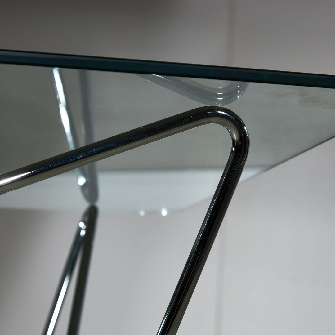 1970's Coffee Table with Tempered Glass on Zig-Zag Frame