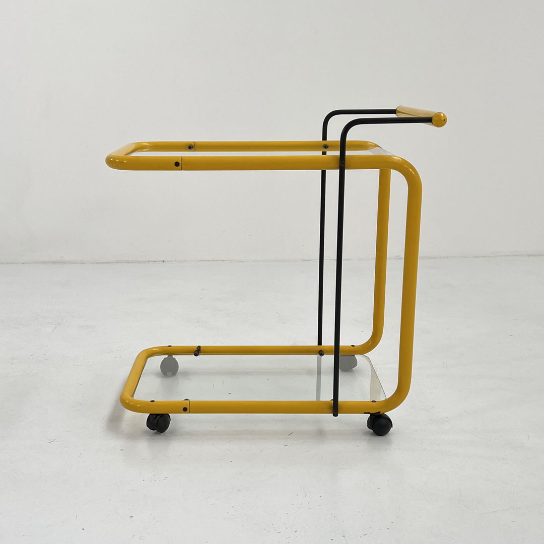 Yellow Postmodern Serving Trolley, 1980s