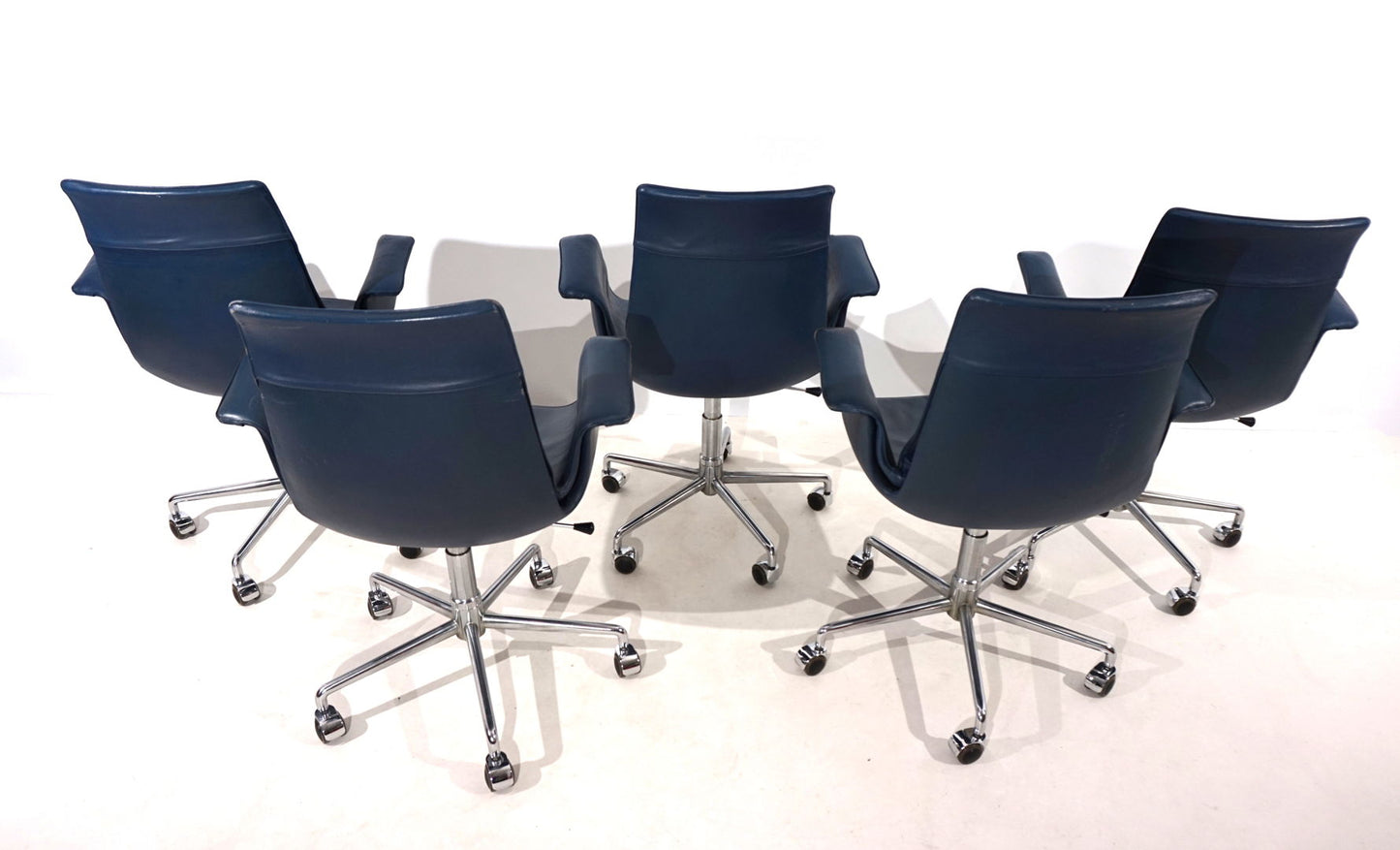 Set of 5 Kill International 6727 leather office chairs by Fabricius & Kastholm