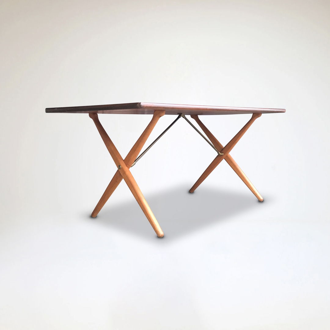 AT-303 Sawbuck oak dining table by Hans Wegner for Andreas Tuck 1950s