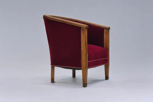 1950s, Danish armchair, original condition, furniture velour, beech wood.