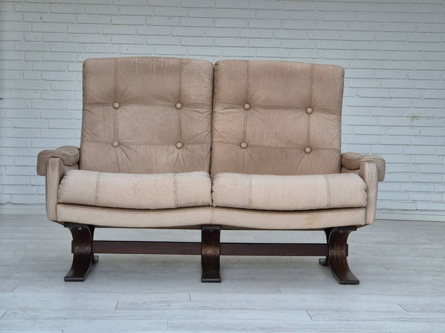 1970s, Scandinavian 2 seater sofa, original very good condition, leather.