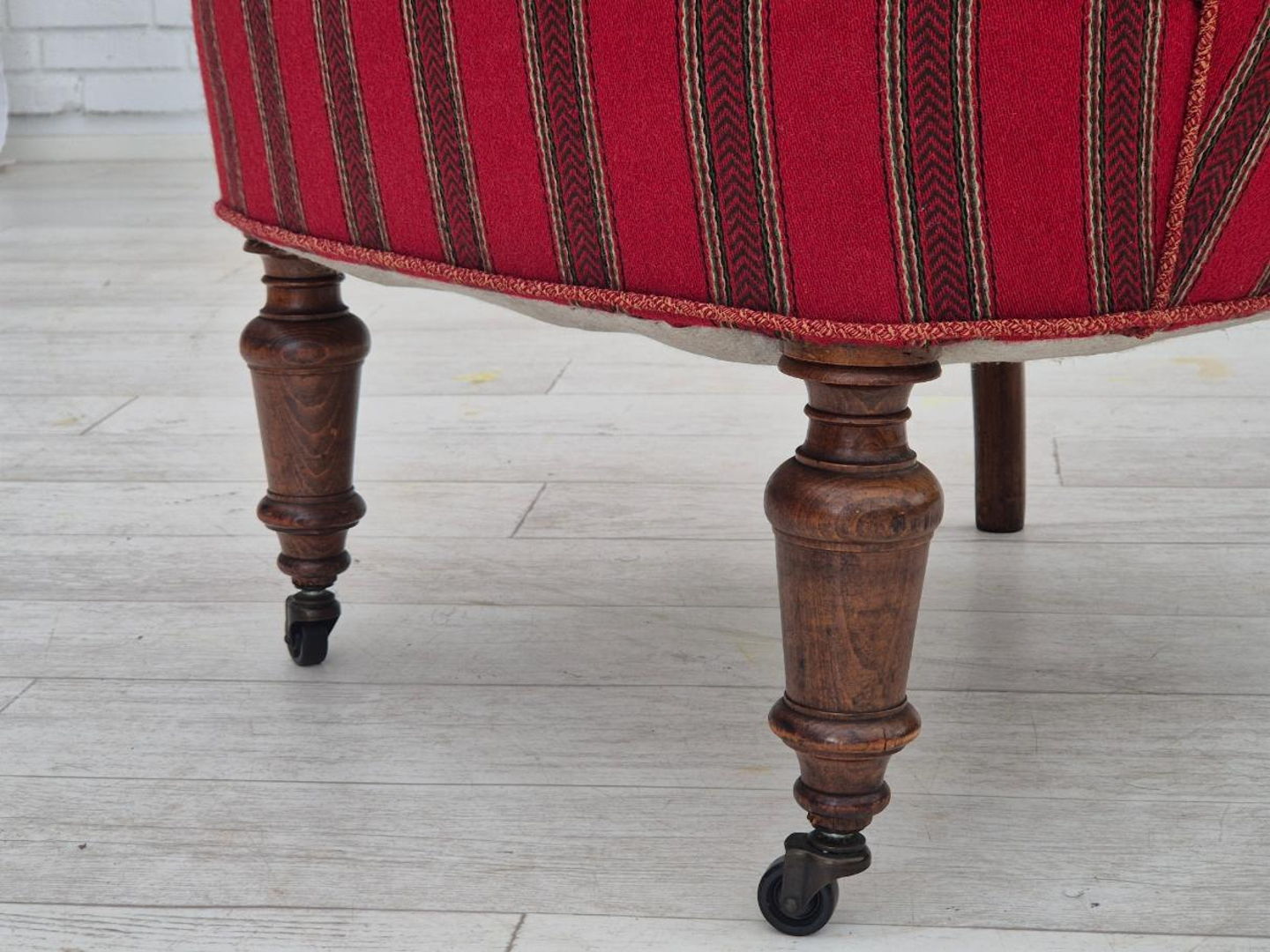 1950s, Danish lounge chair, original condition, red furniture wool.