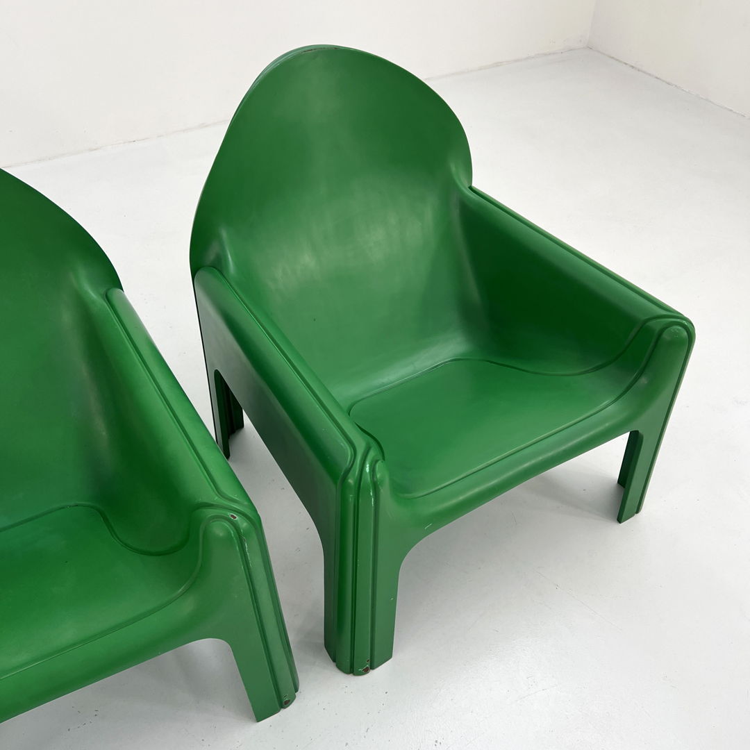 Pair of Green Model 4794 Lounge Chairs by Gae Aulenti for Kartell, 1970s