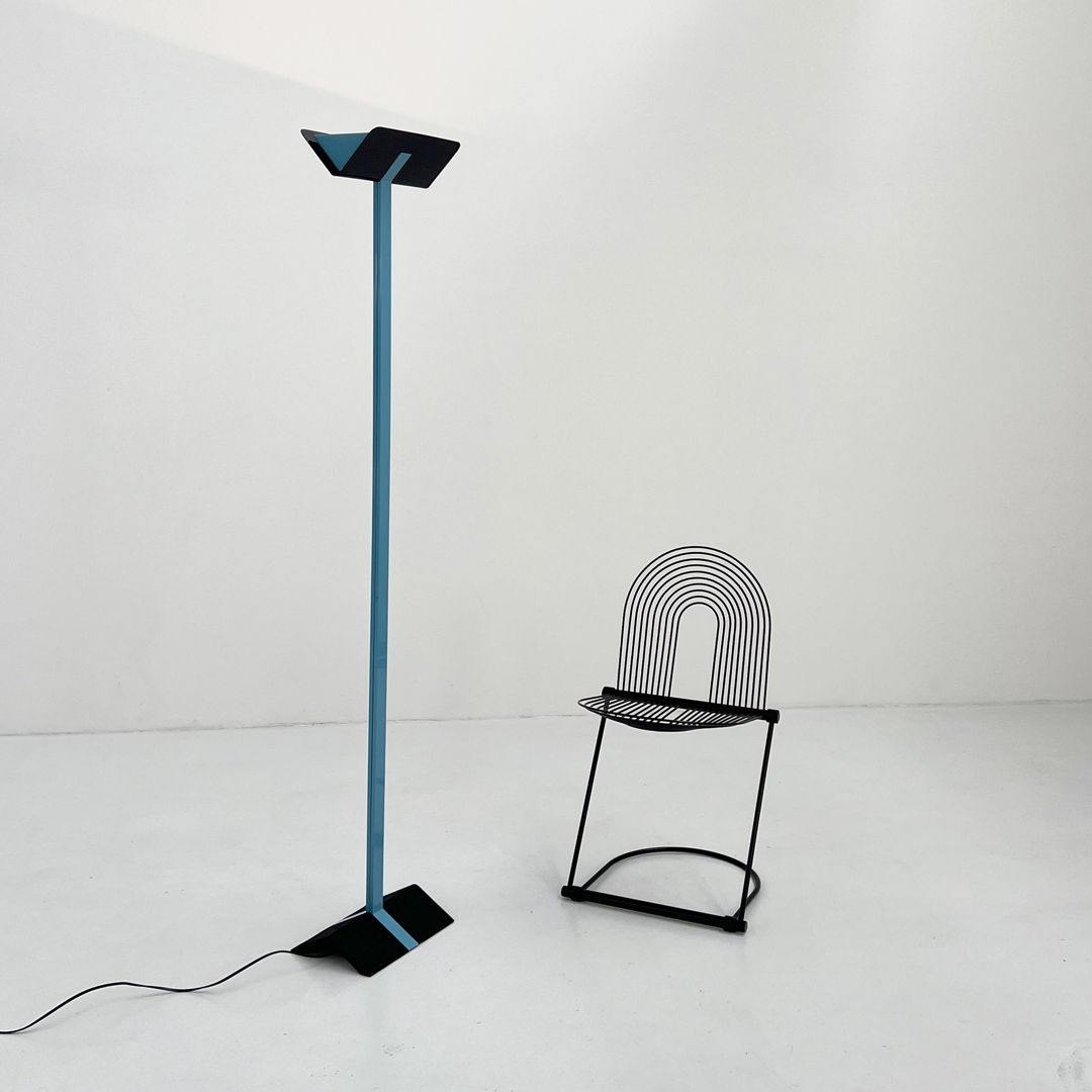 Postmodern Black & Blue Floorlamp, 1980s