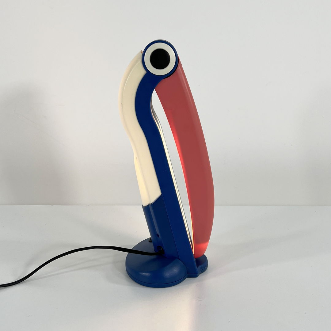 Blue/Pink Toucan Lamp by H.T. Huang for Huanglite, 1980s