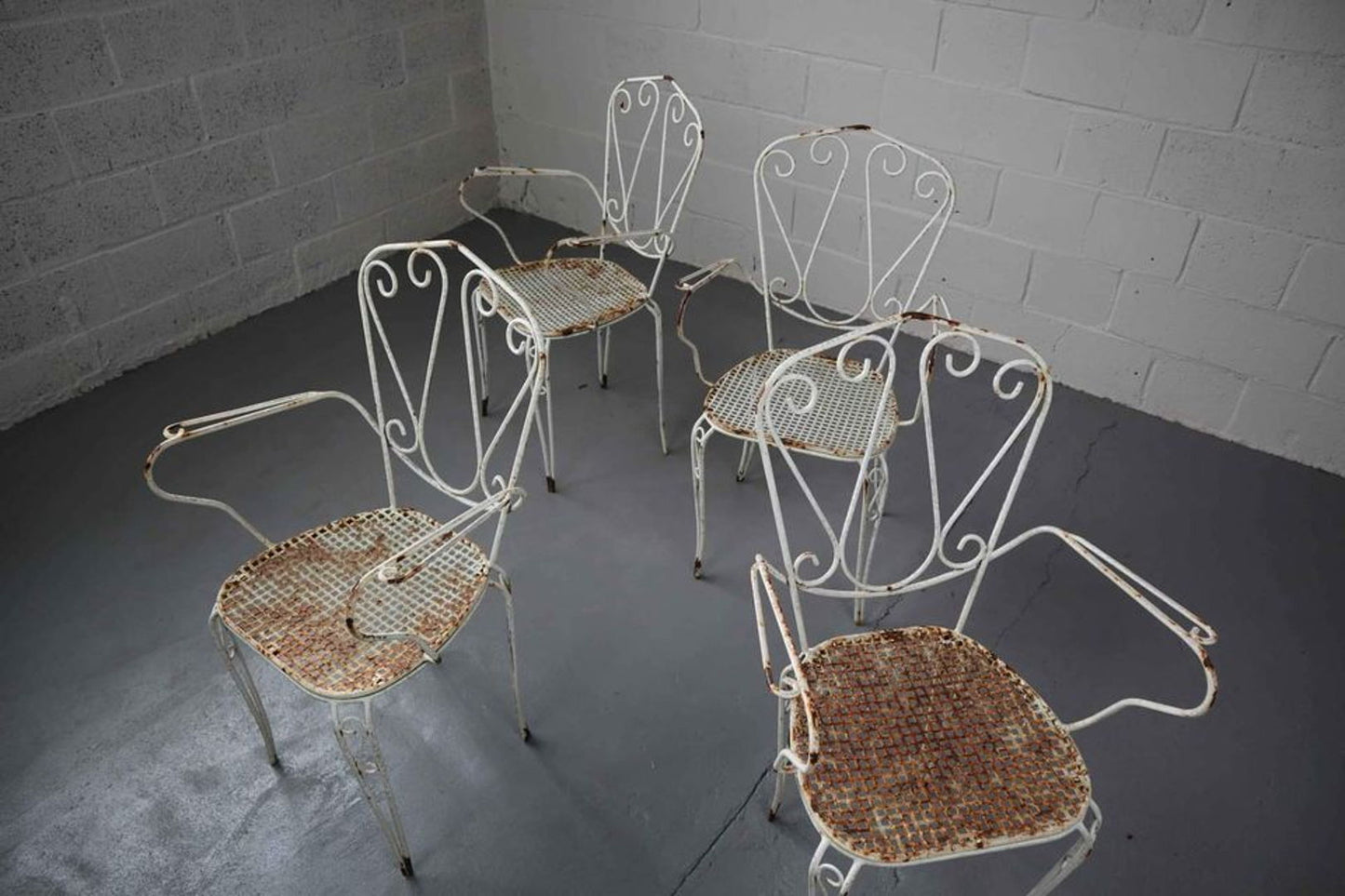 Set of Four Weathered Iron Garden Chairs