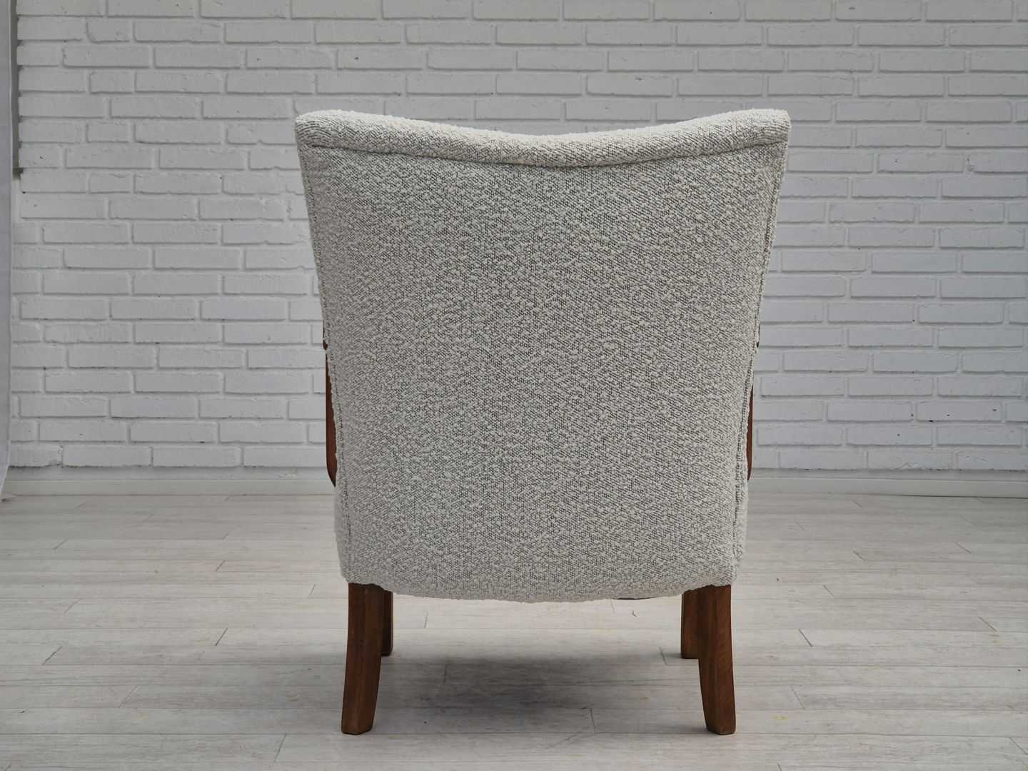 1960s, reupholstered Danish art-deco armchair, beech wood, leather.