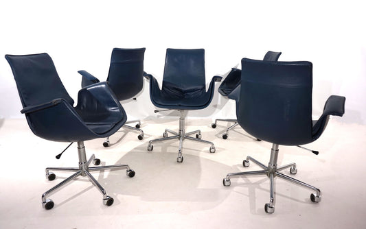 Set of 5 Kill International 6727 leather office chairs by Fabricius & Kastholm