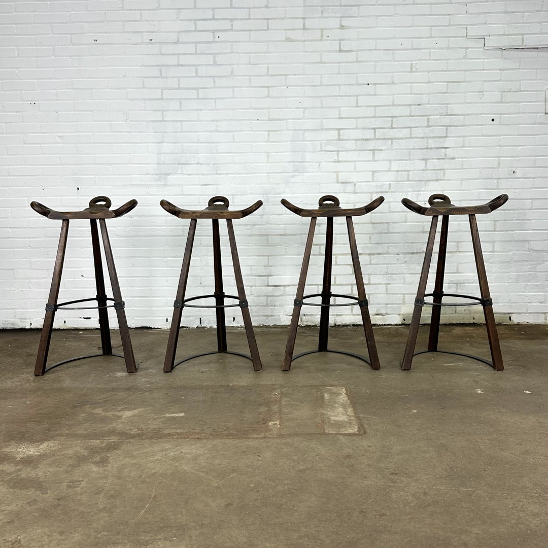 Set of 4 'Marbella' bar stools by Sergio Rodrigues for Confonorm