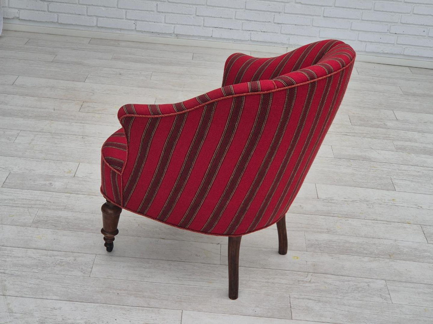 1950s, Danish lounge chair, original condition, red furniture wool.