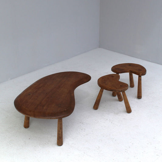 Coffee Table and stool set in bean / drop shape