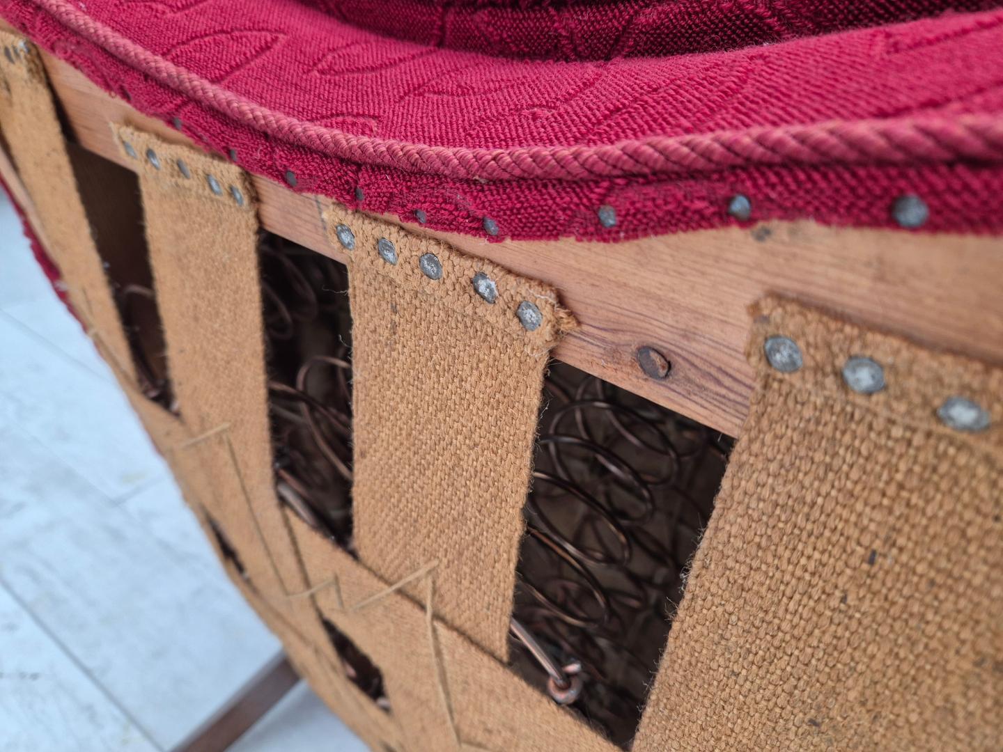 1960s, Danish relax armchair, original condition, red cotton/wool.