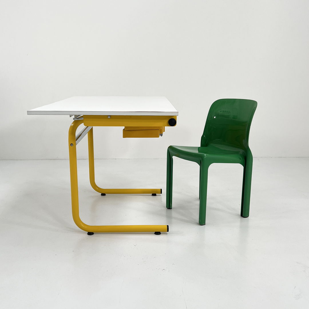 Yellow Drafting Table/Desk by Joe Colombo for Bieffeplast, 1970s