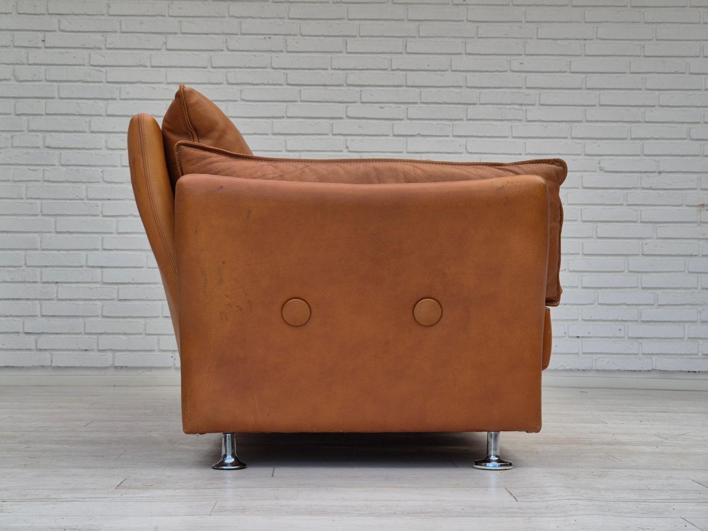 1970s, Danish 3 seater sofa, leather, original good condition.