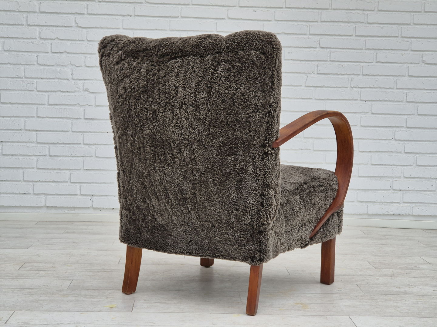 1950s, Danish design, refurbished armchair, geniue sheepskin "Wellington".