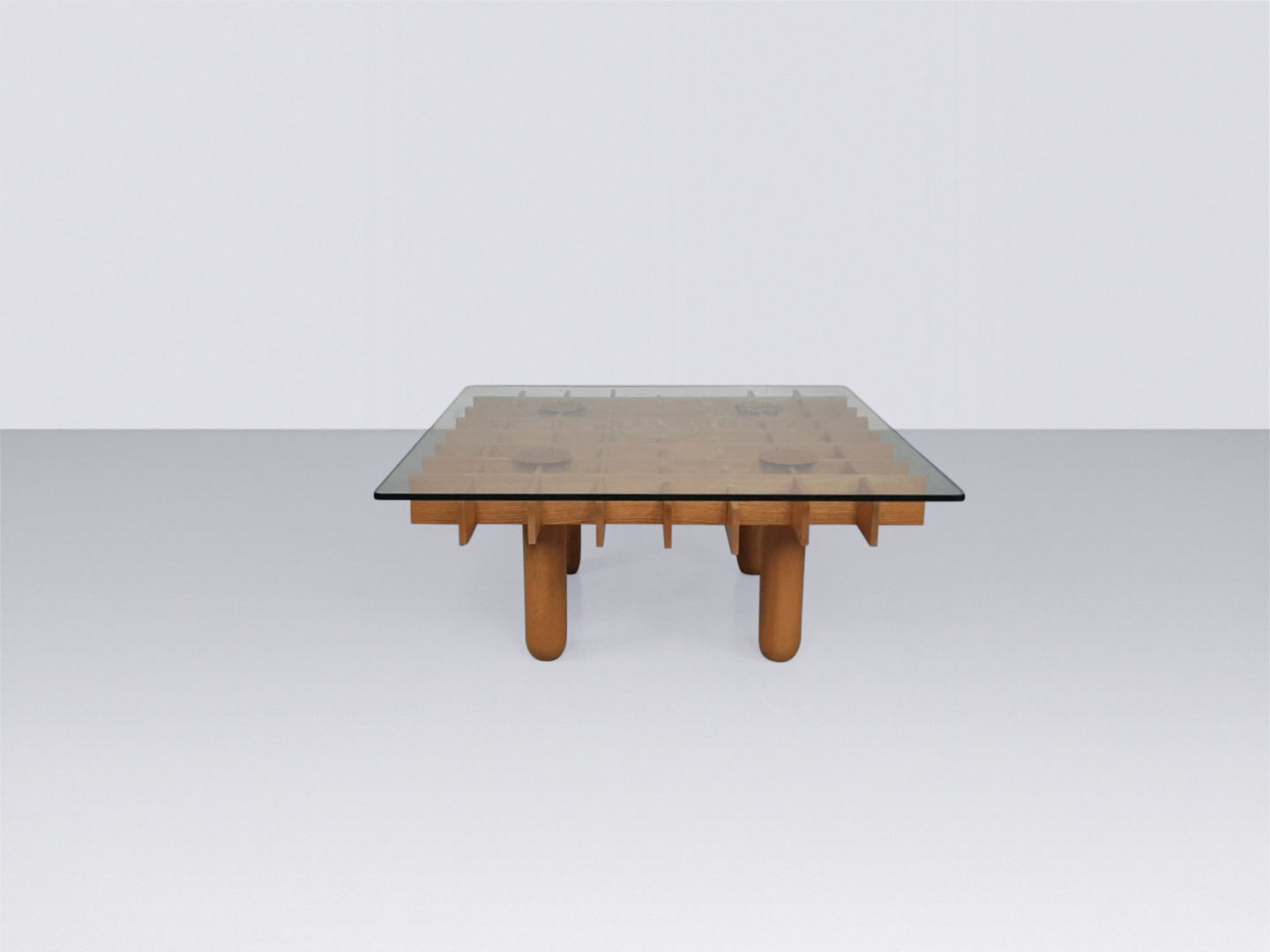 Kyoto graphic maple and glass coffee table by Gianfranco Frattini for Knoll 1970s