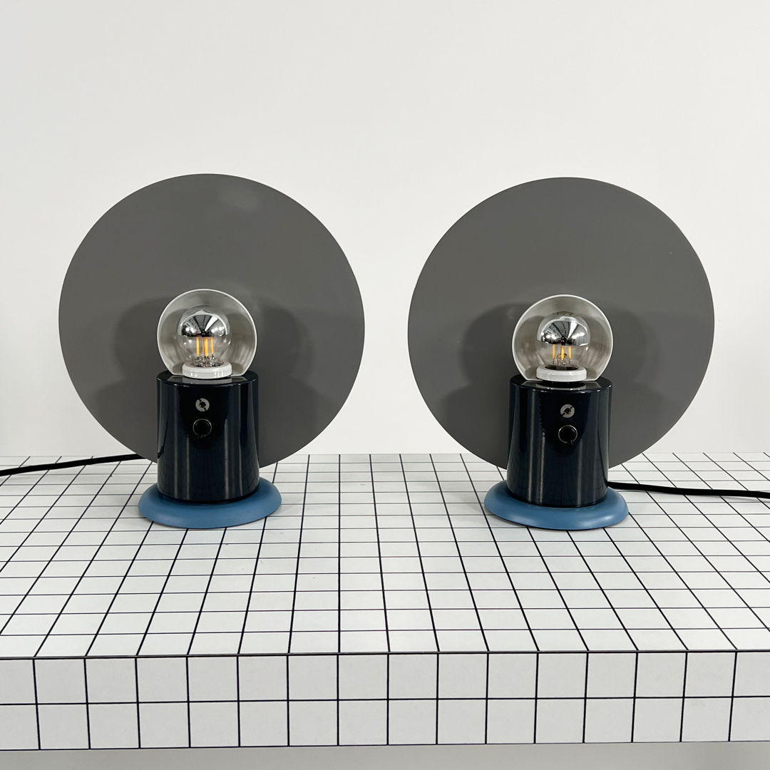 Pair of Round Desk Lamps by Michele De Lucchi for Bieffeplast, 1980s