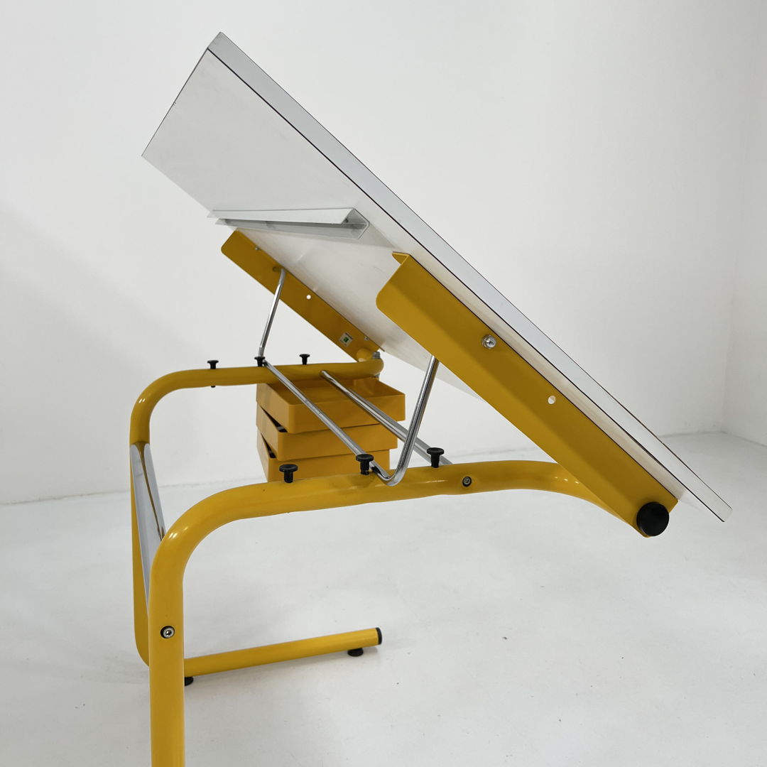 Yellow Drafting Table/Desk by Joe Colombo for Bieffeplast, 1970s