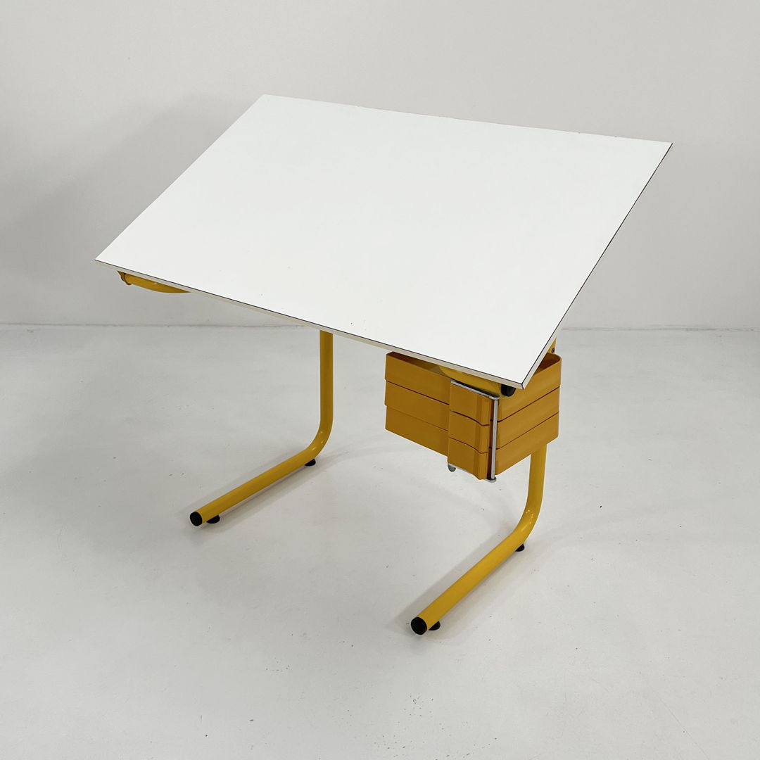 Yellow Drafting Table/Desk by Joe Colombo for Bieffeplast, 1970s