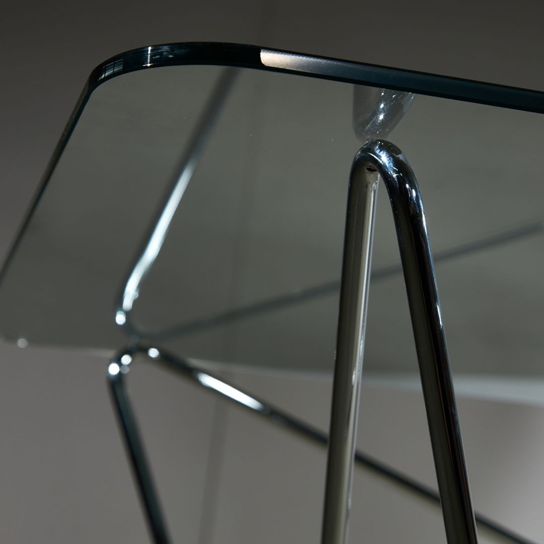 1970's Coffee Table with Tempered Glass on Zig-Zag Frame