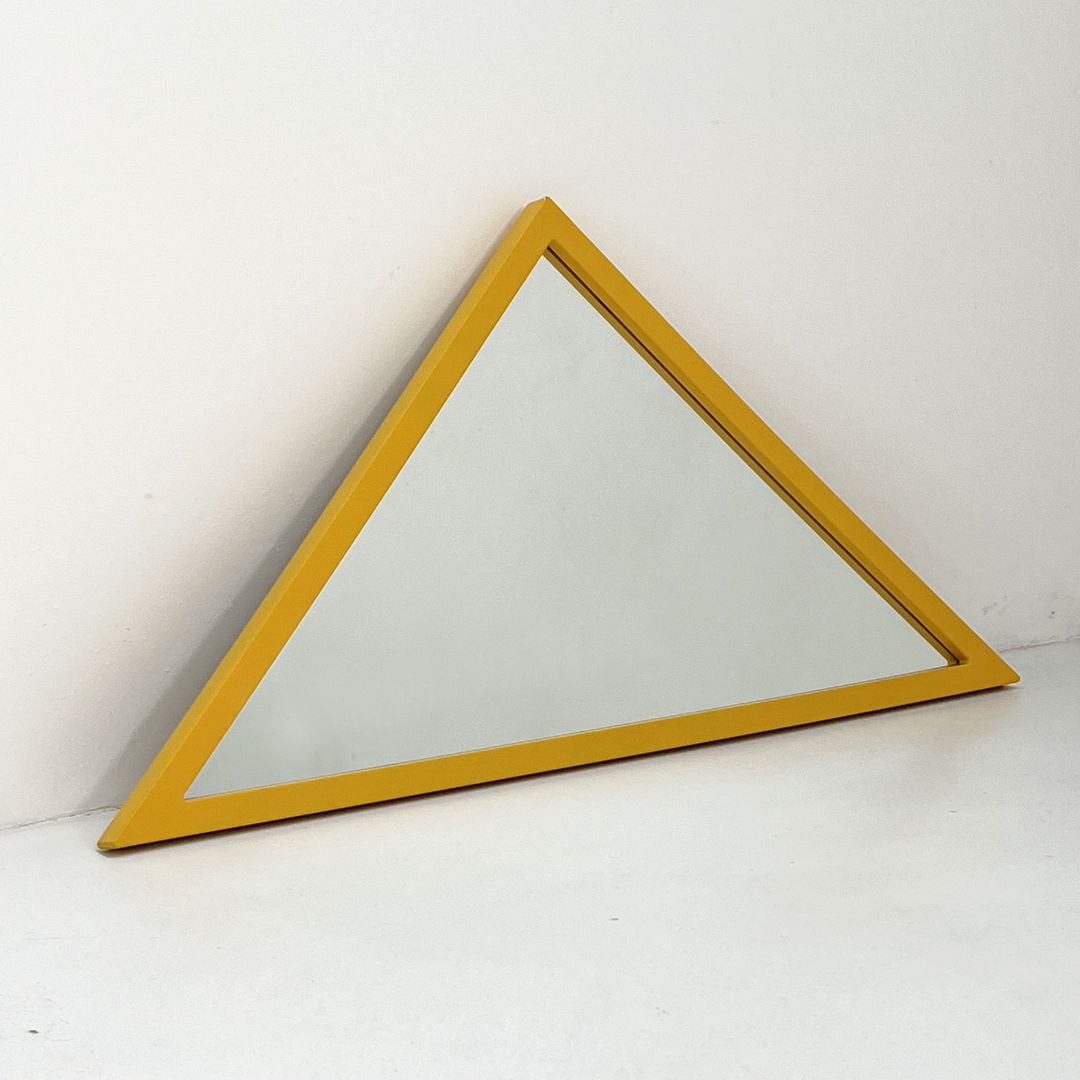 Yellow Triangle Frame Mirror by Anna Castelli Ferrieri for Kartell, 1980s
