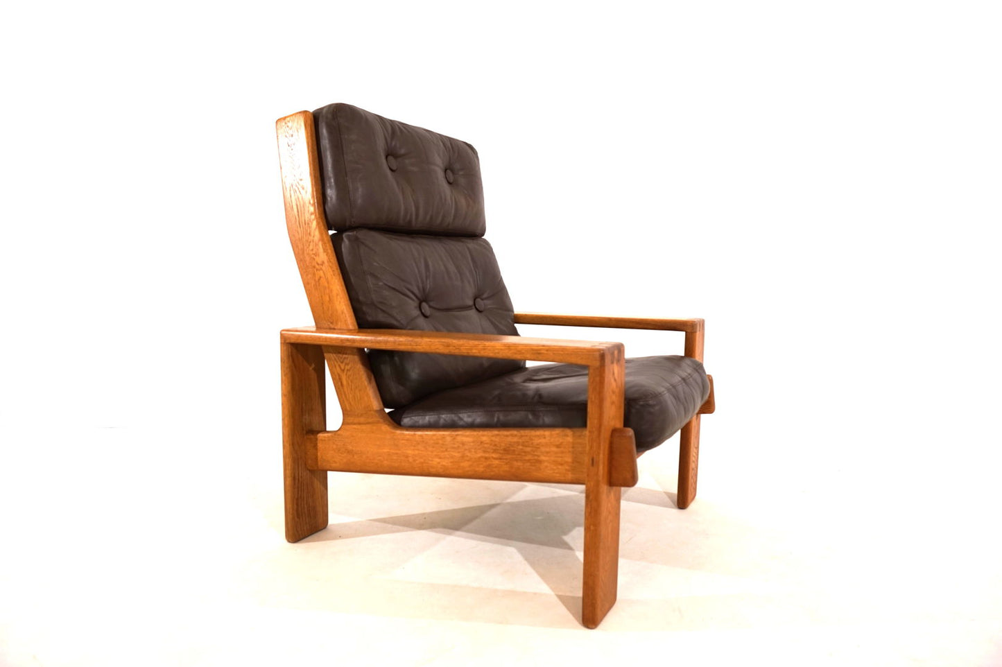 Asko Bonanza brown high-back leather armchair by Esko Pajamies