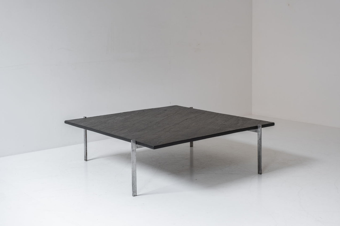 Square slate stone coffee table from the 1950s.