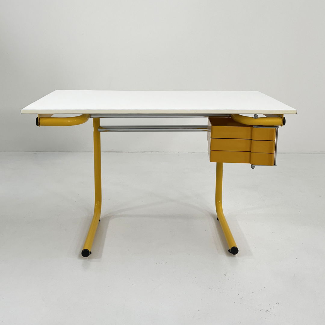 Yellow Drafting Table/Desk by Joe Colombo for Bieffeplast, 1970s