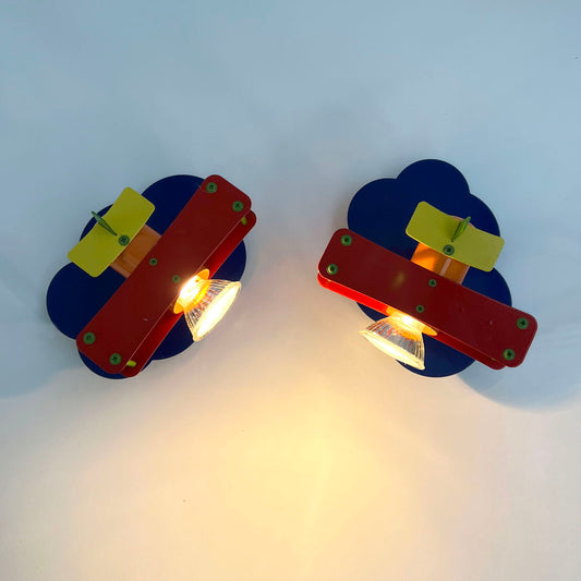 Pair of Playful Wall Lamps for Kids, 1980s